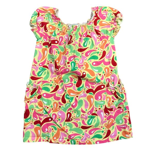 Hanna Andersson Multicolor 100% Cotton Knit Shift Dress Pockets Girls Size 120cm - Picture 1 of 12